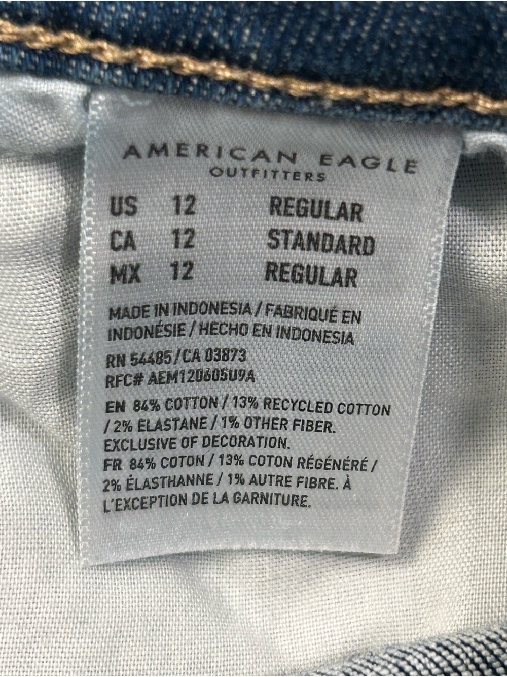 American Eagle Bell Flare Stretch Women’s Blue Jeans 12 Denim Casual Mid Rise - Picture 6 of 11